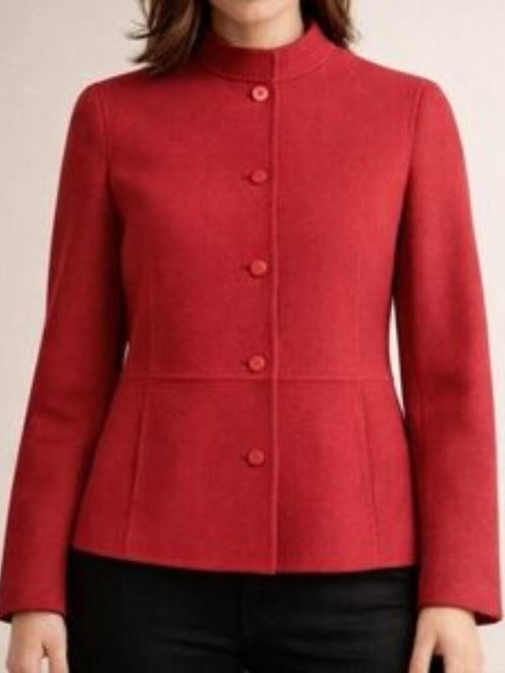 Eileen Fisher wool cashmere blend flannel red jacket XS petite classic layering